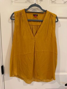 Vince Camuto Mustard Yellow V-Neck Sleeveless Blouse
